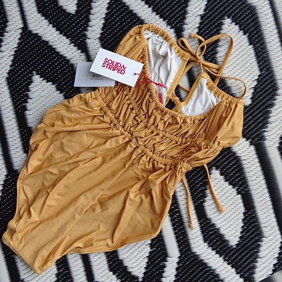 Solid & Striped Paula Suit in Metallic Gold NWT - Picture 10 of 15